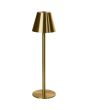 Searchlight Tyler EU55610GO goudkleurige oplaadbare tafellamp op batterijen van metaal van 36cm hoog met touch schakelaar op de kop