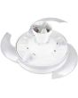 Bovenaanzicht Reality Vansbro witte plafondventilator van 106 cm in diameter met uitgeklapte wieken en LED unit langs de rand van de kap