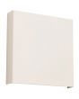 beige vierkant metalen wandlamp van 15 cm in doorsnede met lichtbundel naar boven en beneden