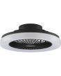 Brilliant Varelo zwarte plafondventilator van 42 cm in diameter met geïntegreerde LED rand rond de ventilator