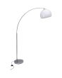 Brilliant Vessa 92940/75 chromen booglamp met opaal witte bolvormige kap van kunststof