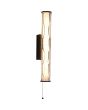Searchlight Vibrate brandende 43cm hoge zwarte buisvormige spiegellamp met trekschakelaar en witte binnenbuis en helder glazen buitenbuis met structuur
