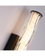 Searchlight Vibrate detailfoto van de bovenzijde van de 43cm hoge zwarte buisvormige spiegellamp met trekschakelaar en witte binnenbuis en helder glazen buitenbuis met structuur