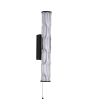 Searchlight Vibrate 43cm hoge zwarte buisvormige spiegellamp met trekschakelaar en witte binnenbuis en helder glazen buitenbuis met structuur