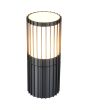 Bovenaanzicht Trio Volga antraciet grijze wandlamp voor buiten met staande lantaarn van 20cm hoog met verticale lamellen langs de lantaarn
