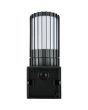 Achteraanzicht Trio Volga antraciet grijze wandlamp voor buiten met staande lantaarn van 20cm hoog met verticale lamellen langs de lantaarn