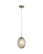 Searchlight Whirl 24141CL brandende mat messing hanglamp met gedraaid champagne kleurig glazen kap