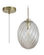 Searchlight Whirl 24141CL mat messing hanglamp met gedraaid champagne kleurig glazen kap
