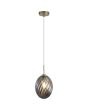 Searchlight Whirl 24141SM brandende mat messing hanglamp met gedraaid rookglazen kap