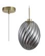 Searchlight Whirl 24141SM mat messing hanglamp met gedraaid rookglazen kap