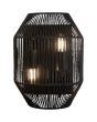 Searchlight Wicker 11201-2BK brandende zwarte wandlamp met kap van touw