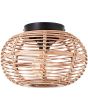 Brilliant Woodball 99886/06 plafondlamp met zwarte plafondplaat en bolvormige kap van bamboe spijlen