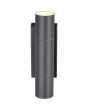 Bovenaanzicht Trio Yamuna antraciet grijze cilindervormige up down wandlamp voor buiten van 23cm hoog voor smalle GU10 35mm lampjes