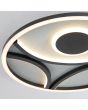 Detailfoto van het textiel op de achtergrond van de Searchlight Zendisk plafonniere van 39cm in diameter met gevormde LED balken