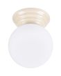Sollux Zori beige badkamerlamp voor wand of plafondmontage met een wit glazen bol van 12 cm in diameter