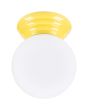 Sollux Zori gele badkamerlamp voor wand of plafondmontage met een wit glazen bol van 12 cm in diameter