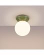 Brandende Sollux Zori groene badkamerlamp voor wand of plafondmontage met een wit glazen bol van 12 cm in diameter
