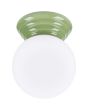 Sollux Zori groene badkamerlamp voor wand of plafondmontage met een wit glazen bol van 12 cm in diameter