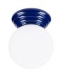 Sollux Zori blauwe badkamerlamp voor wand of plafondmontage met een wit glazen bol van 12 cm in diameter