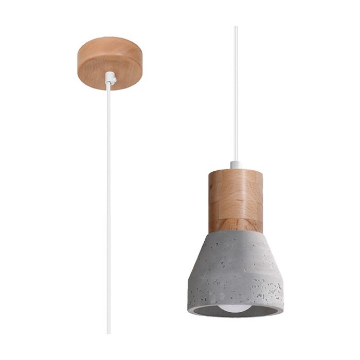 Sollux Qubic SL.0964 beton met houten hanglamp