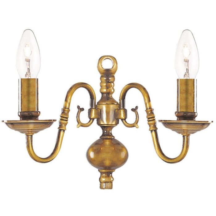 Searchlight Flemish 1019-2AB antiek messing wandlamp