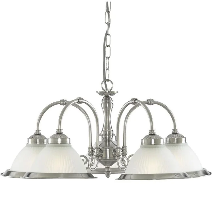 Searchlight American Diner 1045-5 zilverkleurige kroonluchter