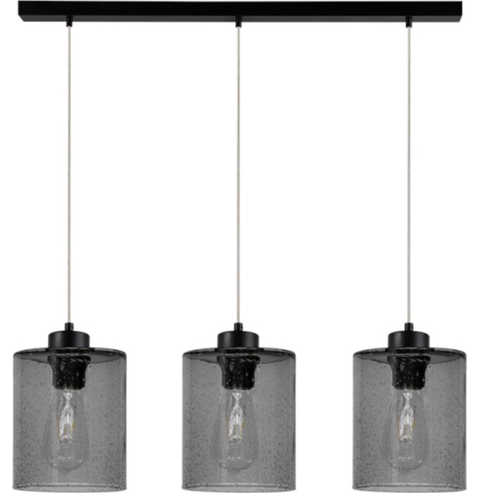 Britop Zefir 111870304 zwarte hanglamp met zwarte druppelglazen kappen