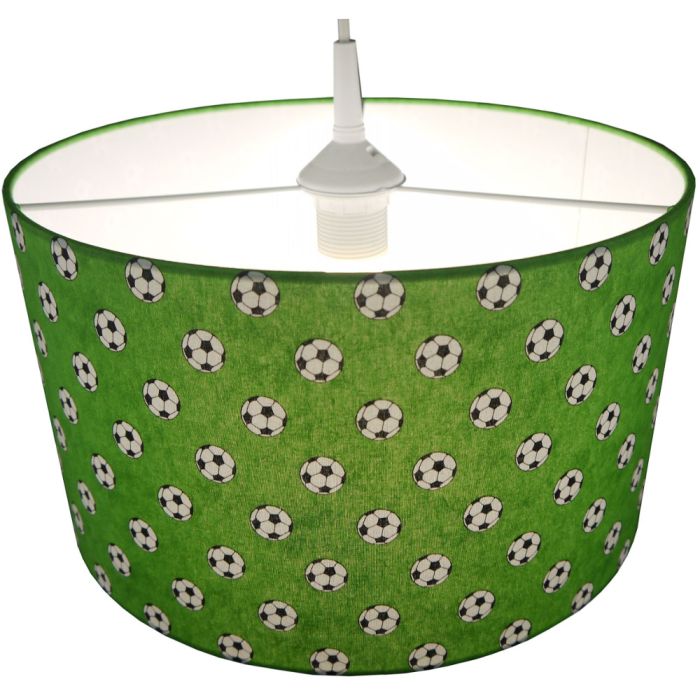 Hanglamp Niermann Voetbal 113 groene hanglamp van textiel met allemaal kleine voetballen