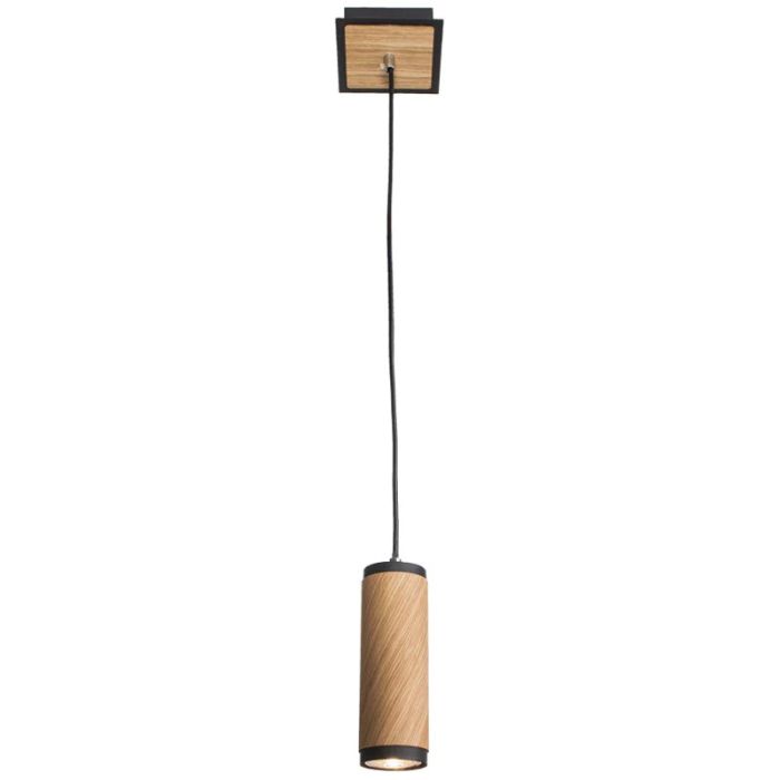 Elobra Bolivia 140086 zwart metalen hanglamp met eikenhout