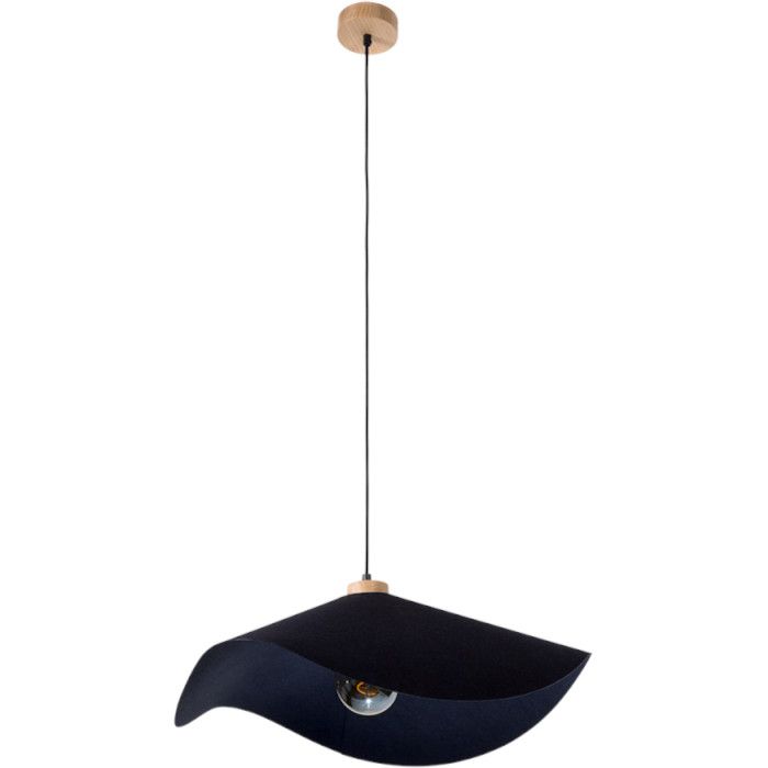 Britop Hattu 1615119174 zwarte hanglamp van eikenhout en textiel