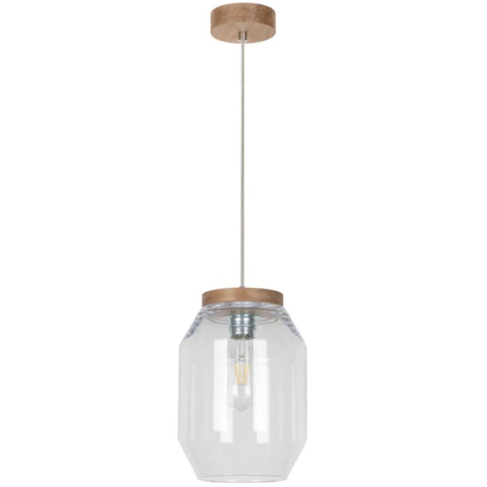 Britop Vaso 169110174 eikenhouten hanglamp met helder glas