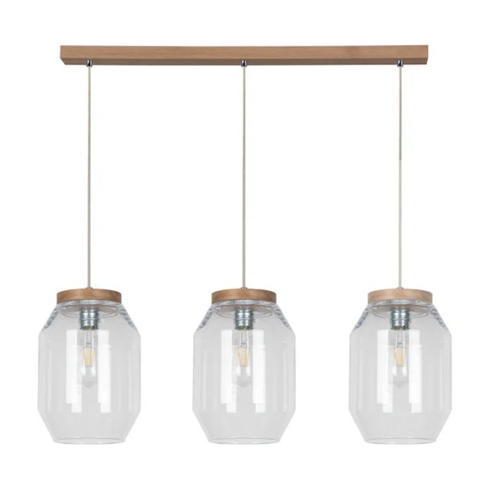 Britop Vaso 169110374 eikenhouten hanglamp met helder glas