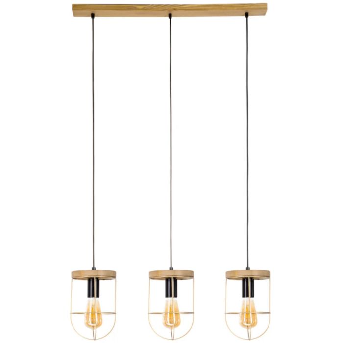 Britop Netuno 181059351 zwart met goud hanglamp met grenenhout