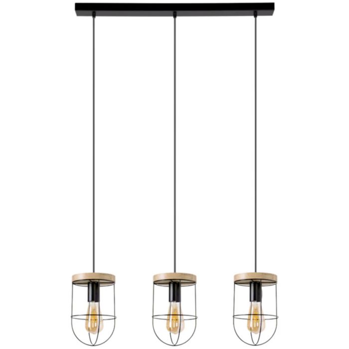 Britop Netuno 184159304 zwarte hanglamp met eikenhout