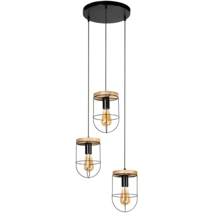 Britop Netuno 184159304R zwarte hanglamp met eikenhout
