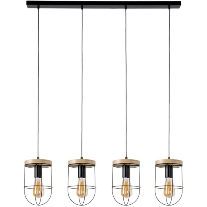 Britop Netuno 184159404 zwart met eikenhouten hanglamp