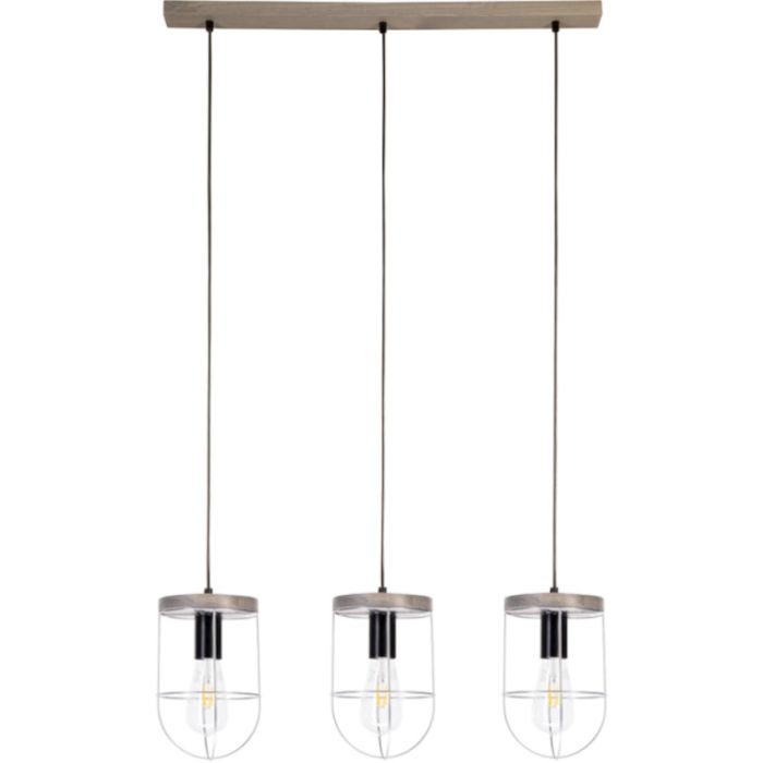 Britop Netuno 18717593587 zwart met zilver hanglamp met grijs grenen