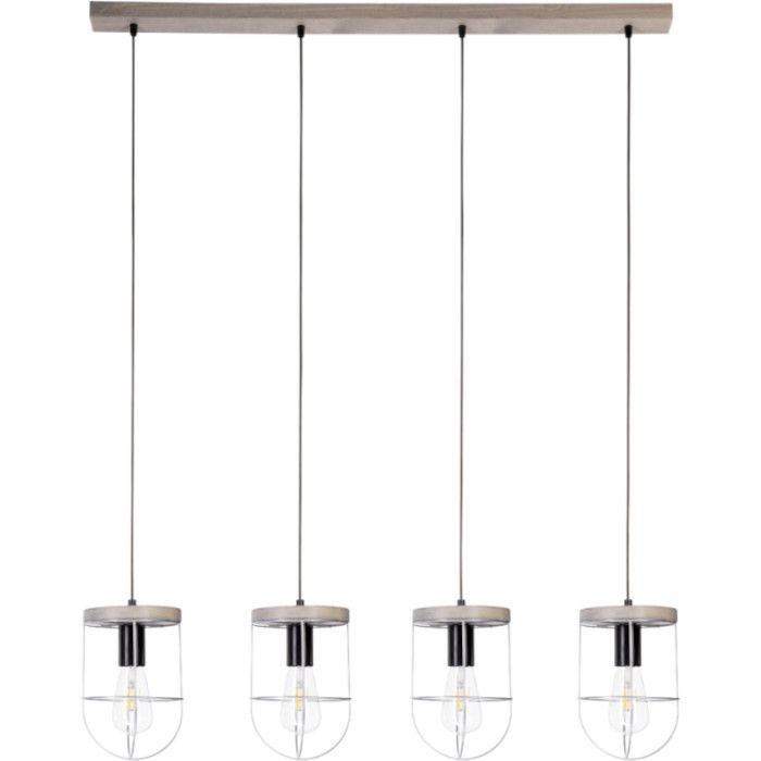 Britop Netuno 1871759457 zwart met zilver hanglamp met grijs grenen