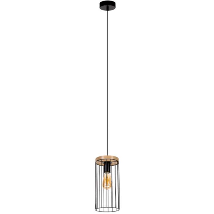 Britop Timeo 19619104 zwarte hanglamp met eikenhout
