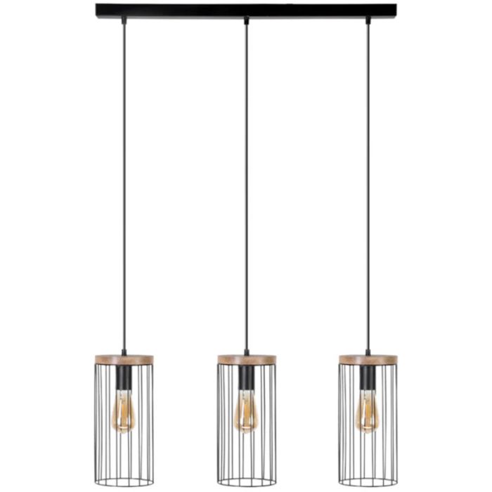 Britop Timeo 19619304 zwarte hanglamp met eikenhout