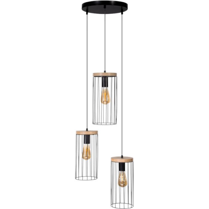 Britop Timeo zwarte hanglamp met eikenhout