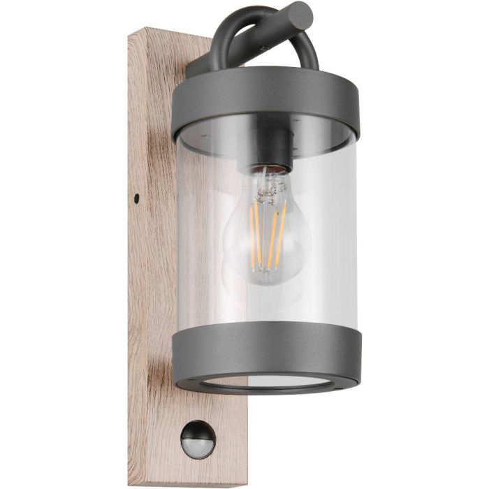 Trio Sambesi 204169135 grijze wandlamp met houtprint