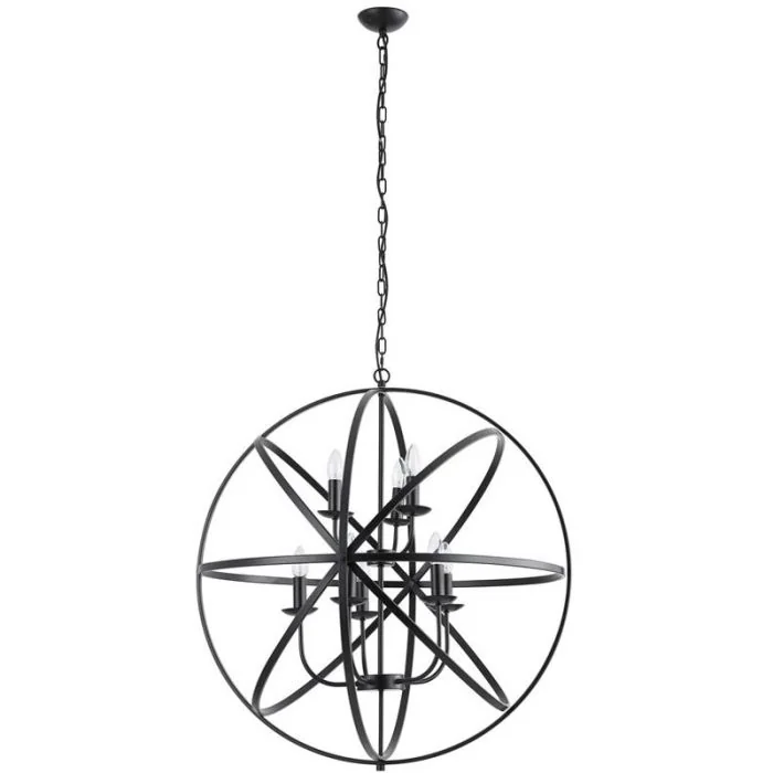 Searchlight Orbit 2478-8BK grote zwarte kroonluchter