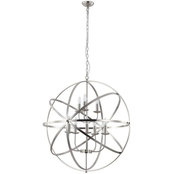Searchlight Orbit 2478-8SS grote stalen kroonluchter 