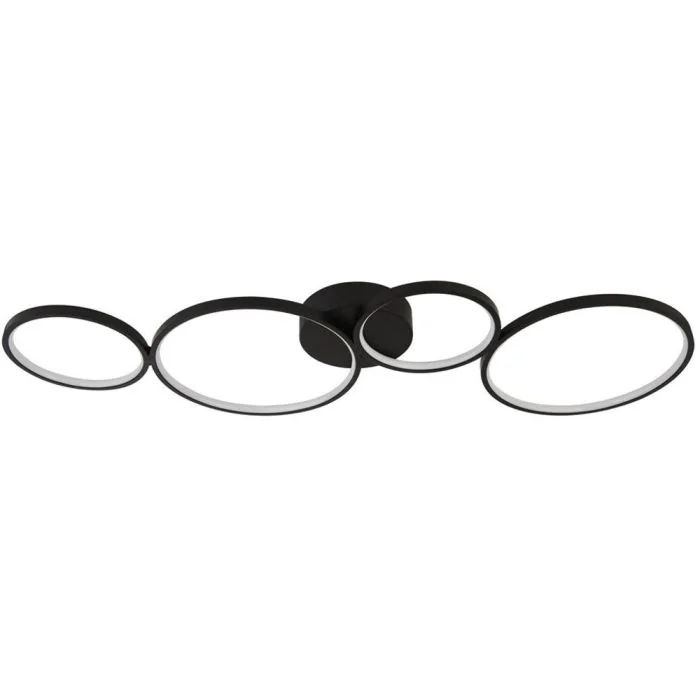 Searchlight Cirque 25772-4BK zwarte plafondlamp met vier ringen
