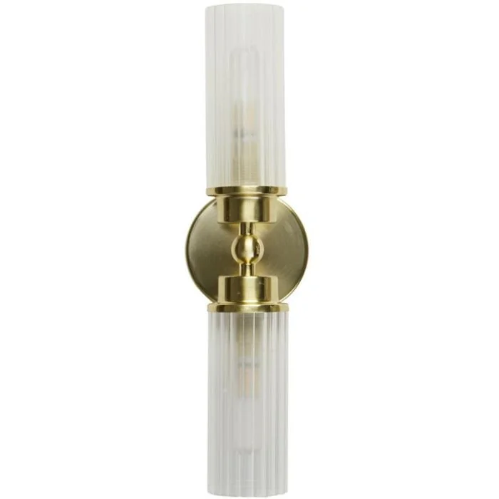 Searchlight Imperial 29982SB messing badkamerlamp met ribbel glas