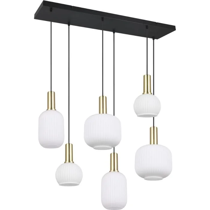 Trio Diva 319800608 mat messing hanglamp met wit glas