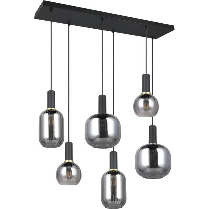 Trio Diva 319800632 zwarte hanglamp met chroom verdampt glas