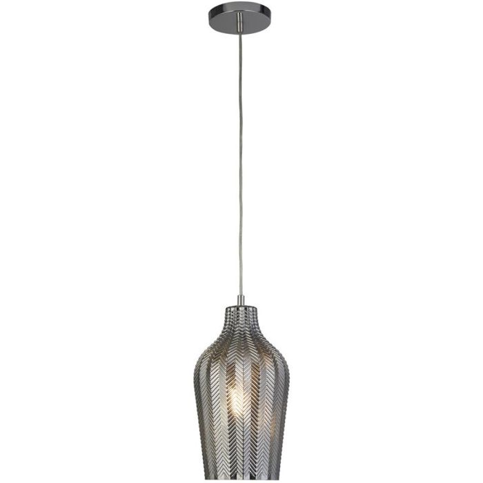 Searchlight Chevron 3451SM verchroomd geribbeld glazen hanglamp