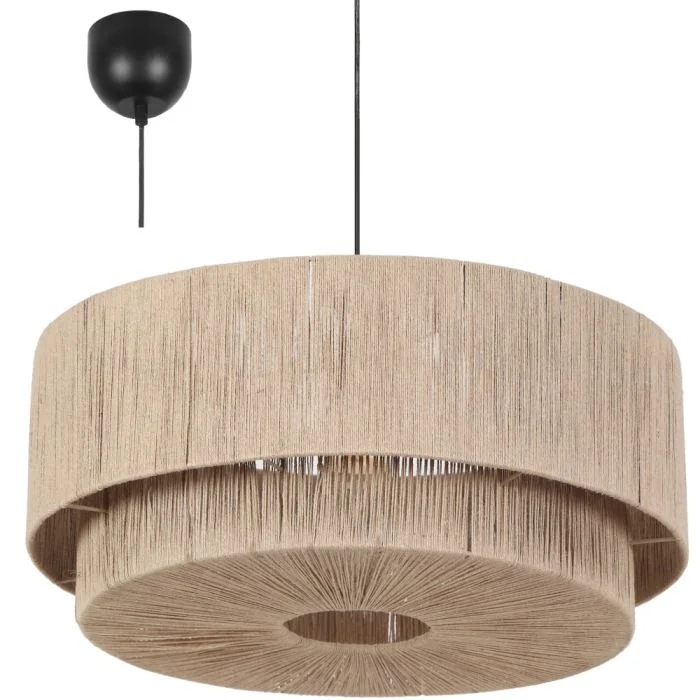 Trio Smilla 366890136 jute hanglamp met rotan uitstraling